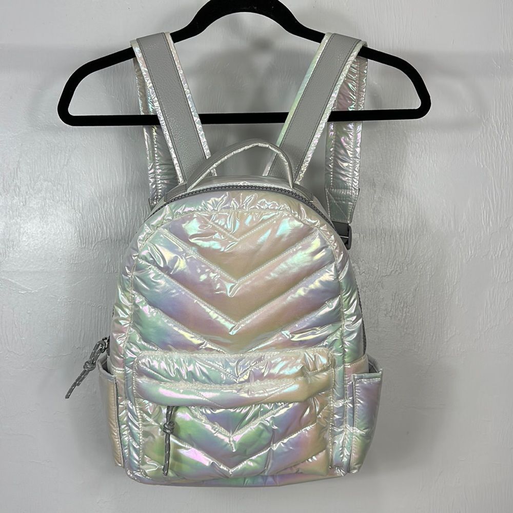 Laundry By Shelli Segal Iridescent Rainbow Puffer Backpack